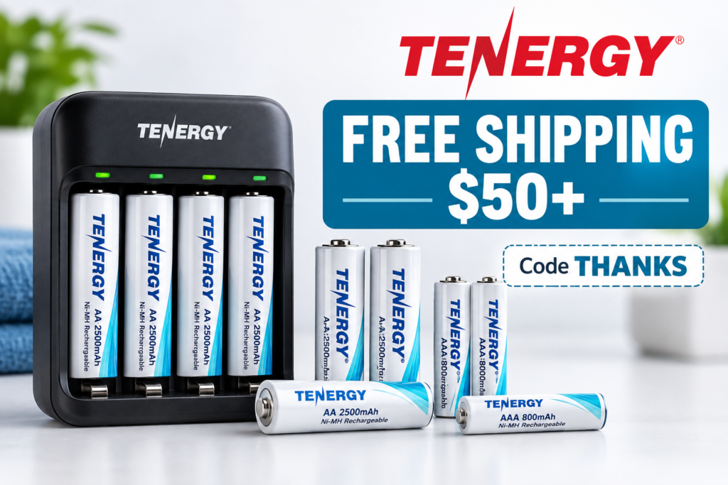 Tenergy: Free Shipping on Orders $50+ with Code THANKS